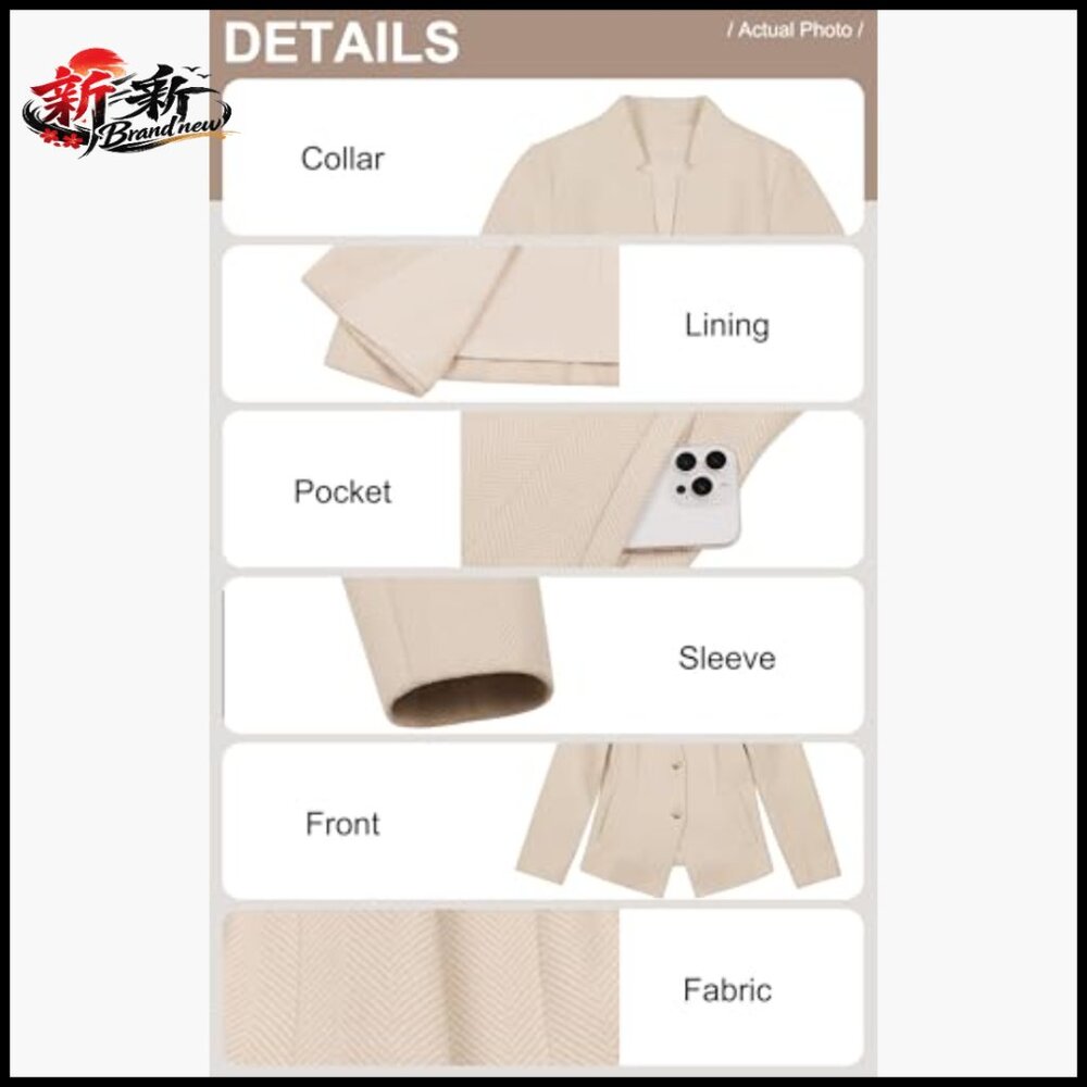 Cationic Polyester Blazer Open Front Stand Collar… - image 3